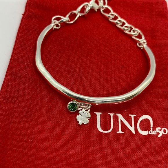 Uno de 50 Lucky Clover Bracelet four-leaf clover charm adjust - Picture 3 of 8